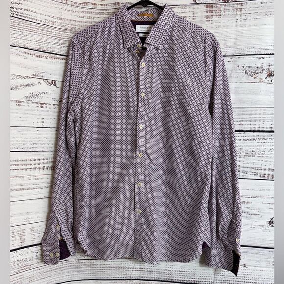 Cactus Shirt Mens Size Large Button Up Geo print Slim Fit Cotton Preppy light - Picture 4 of 10